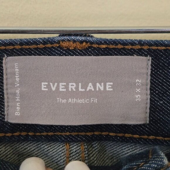 Everlane The Athletic Fit Selvedge Denim Jeans Indigo Rinse 5 Pocket Size 35x32 - Picture 9 of 10